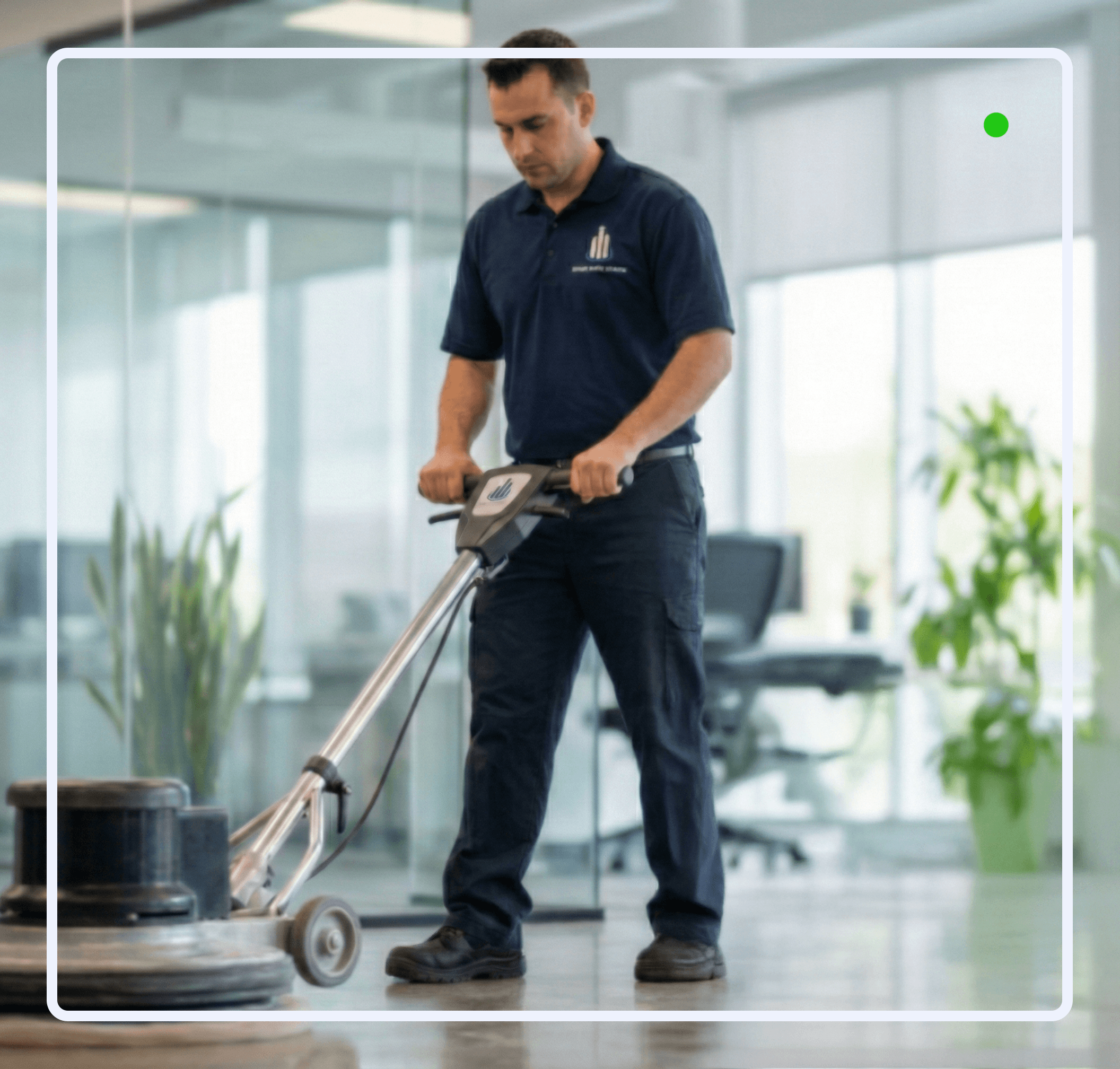 Commercial cleaning team supporting a facility.